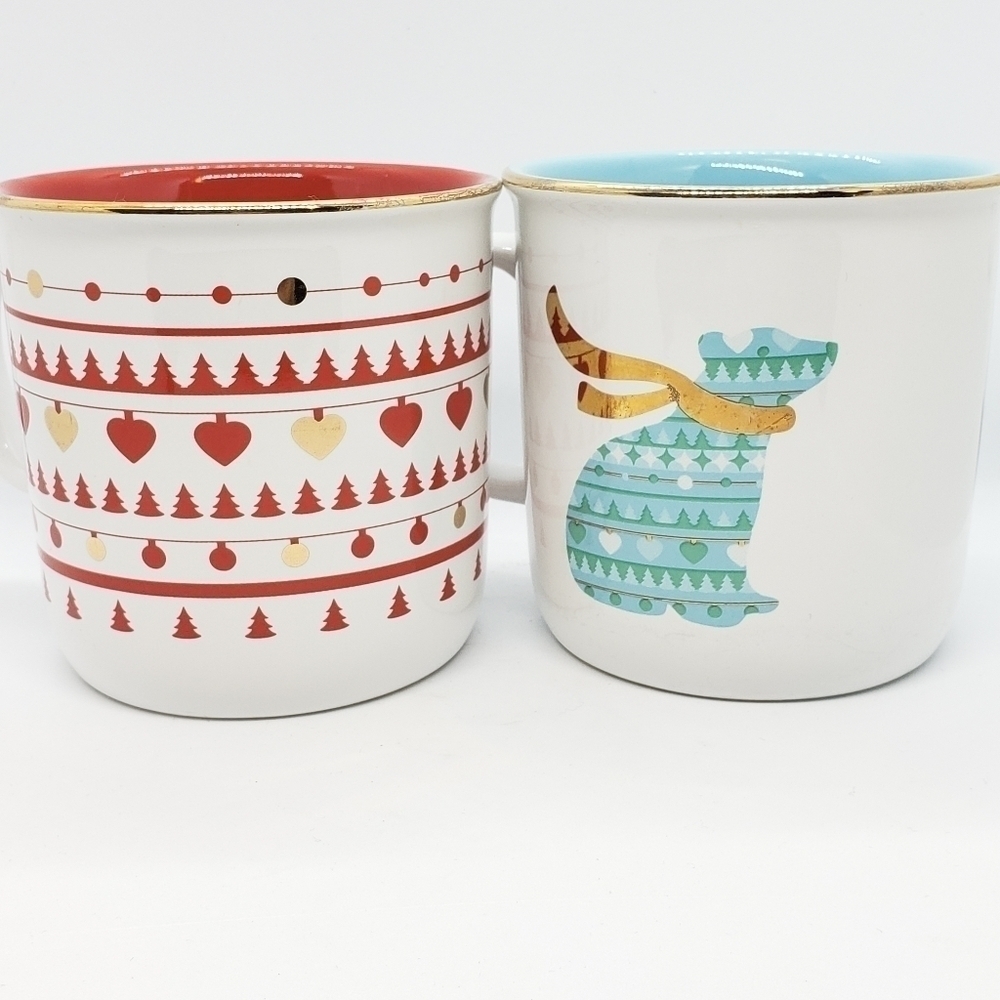 David's Tea Fair Isle Mug Set Polar Bear Snowflake